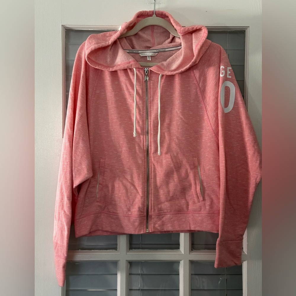 Victoria’s Secret Women’s L ANGEL 10 Pink Zip Sweatshirt Hoodie | SKU 0875